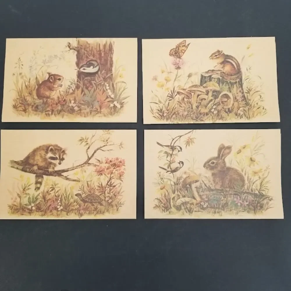 Vintage country Cousins seal n' send folder Stationery Wildlife Mouse bird